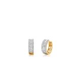 18K Solid Yellow Gold Diamond Hoop Earrings