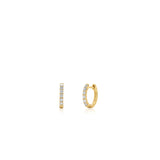 18K Solid Gold Mini Huggie Hoop Earrings with Natural Diamonds
