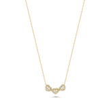 18K Solid Gold Triple Heart Baguette Diamond Necklace