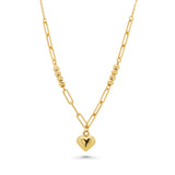 18K Solid Yellow Gold Heart Pendant Necklace