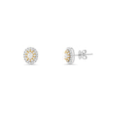 18K Solid Yellow & White Gold Natural Diamond Stud Earrings