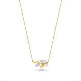 18K Yellow & White Gold Diamond Olive Branch Necklace