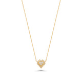 18K Solid Yellow Gold Diamond Heart Necklace