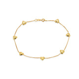 18K Solid Yellow Gold Heart Bracelet