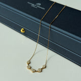 18K Solid Gold Natural Diamond Station Necklace