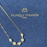 18K Solid Gold Natural Diamond Station Necklace