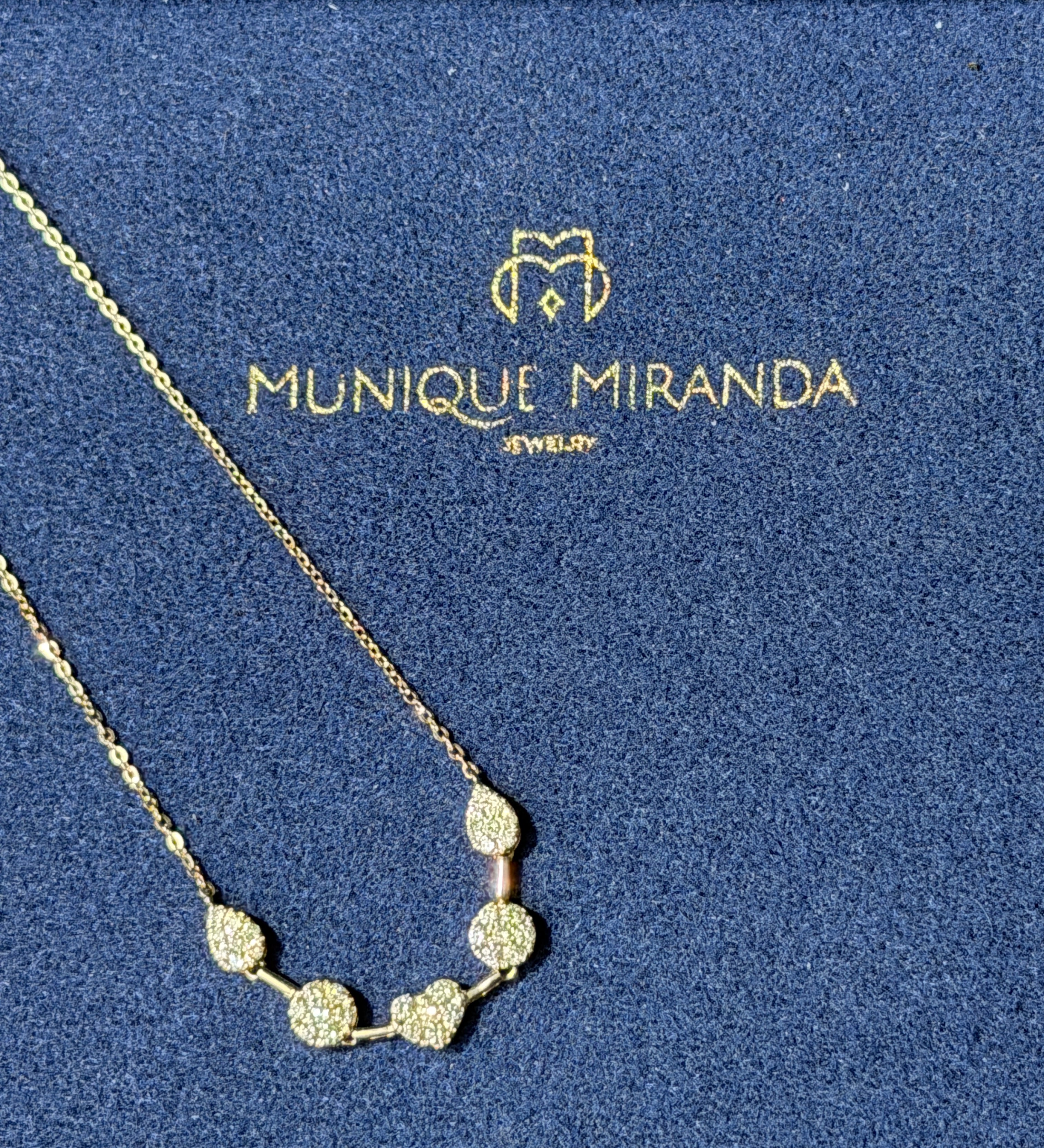 18K Solid Gold Natural Diamond Station Necklace