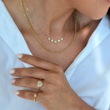 18K Solid Gold Natural Diamond Station Necklace