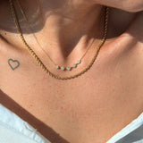 18K Solid Gold Natural Diamond Station Necklace