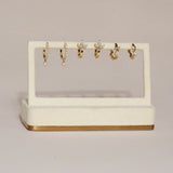 18K Solid Yellow Gold Diamond Drop Hoop Earrings