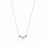 18K Solid Gold Triple Heart Baguette Diamond Necklace