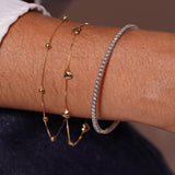 18K Solid Yellow Gold Heart Bracelet