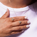 18K Solid Yellow Gold Diamond Heart Necklace