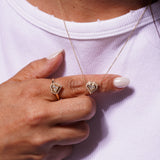 18K Solid Yellow Gold Diamond Heart Necklace