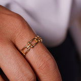 18k Solid Yellow Gold Chain Ring