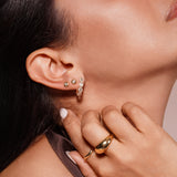 18K Solid Yellow Gold Diamond Hoop Earrings
