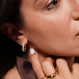 18K Solid Yellow Gold Diamond Hoop Earrings